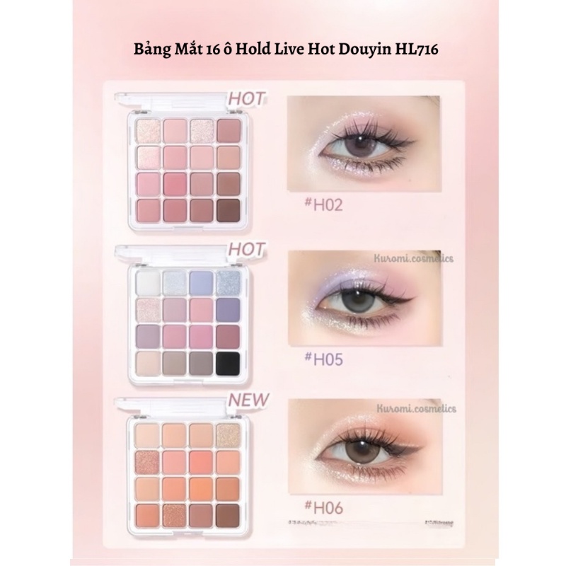 [HOT DOUYIN] Bảng Phấn Mắt 16 Ô Màu HOLD LIVE HL716 Sunset Magic Eyeshadow Tray Bền Màu GOGOTALESVN