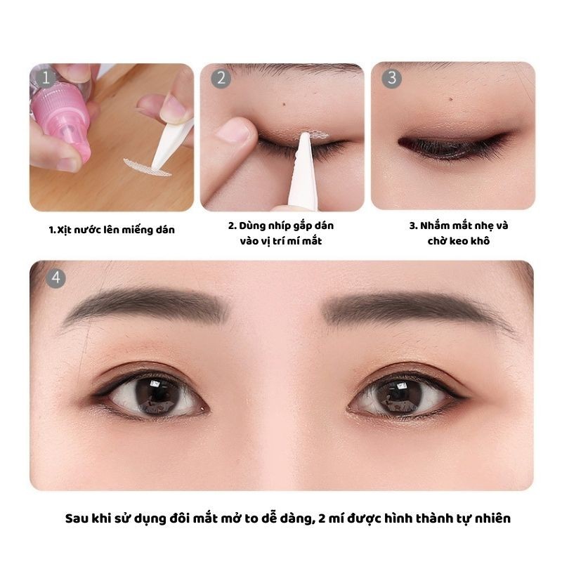 Bộ 48 miếng dán Kích mí tàng hình tạo hai mí không lộ sẵn keo nhiều kích thước giúp đôi mắt to và long lanh hơn