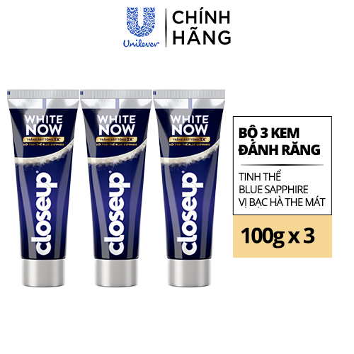 Kem đánh răng Closeup White Now – Trắng Bật Tông 3X từ Công nghệ Ánh Sáng Xanh 100g