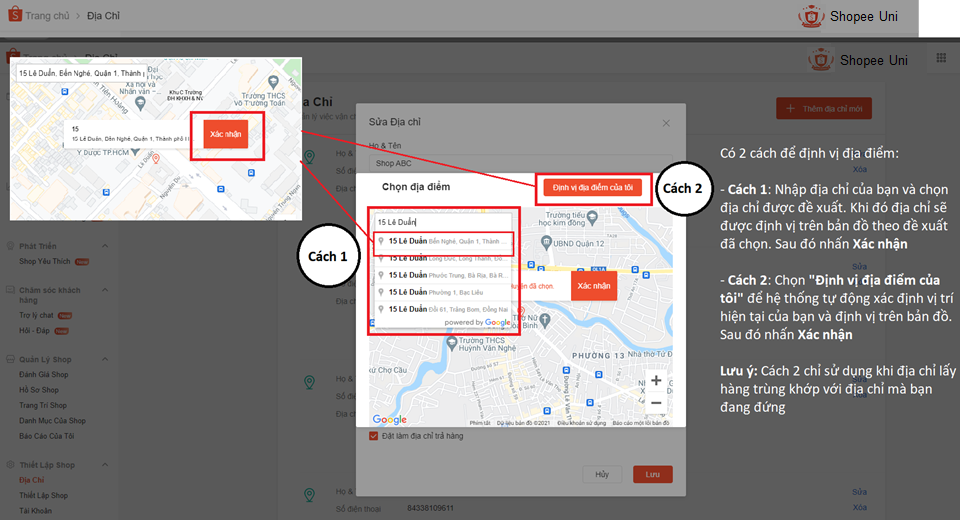 Hướng dẫn định vị địa chỉ lấy hàng Shopee của Shop trên Kênh Người Bán ...