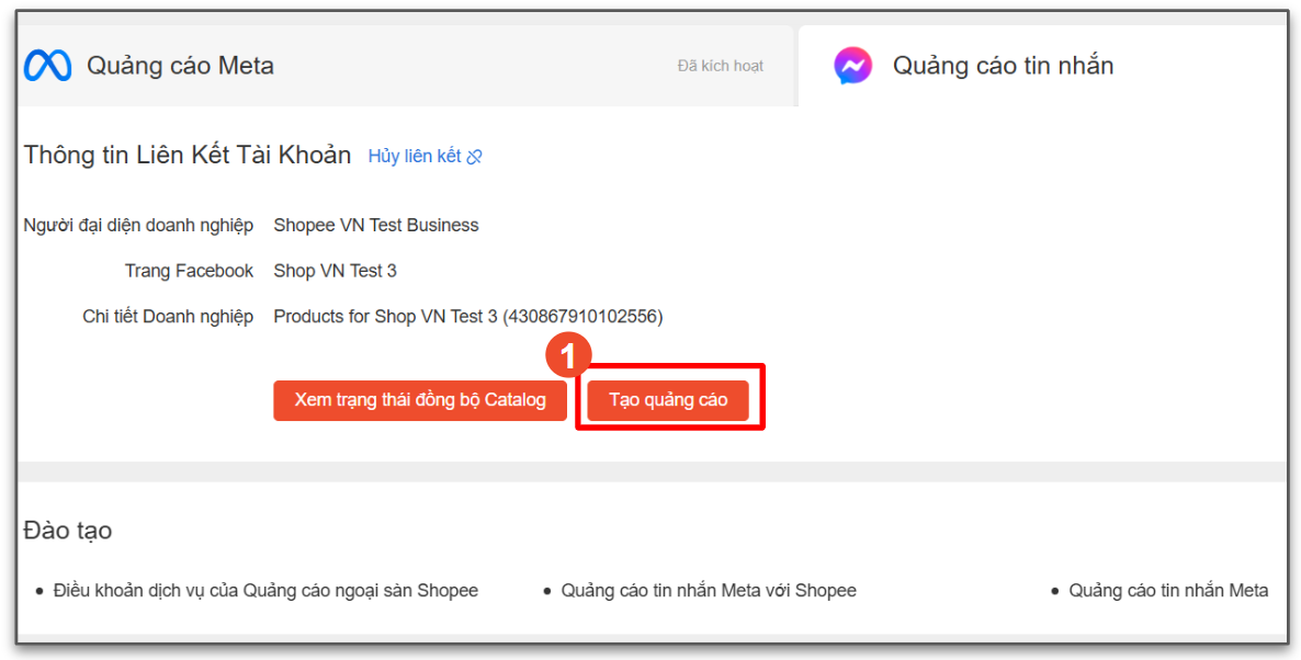 Quảng cáo messenger với Shopee
