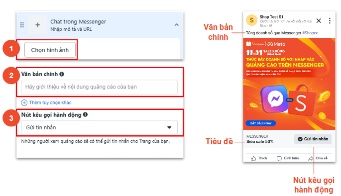 Tạo quảng cáo tin nhắn với Shopee