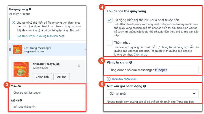 Tạo quảng cáo tin nhắn với Shopee