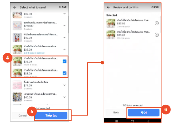 Gửi sản phẩm Shopee trong messenger