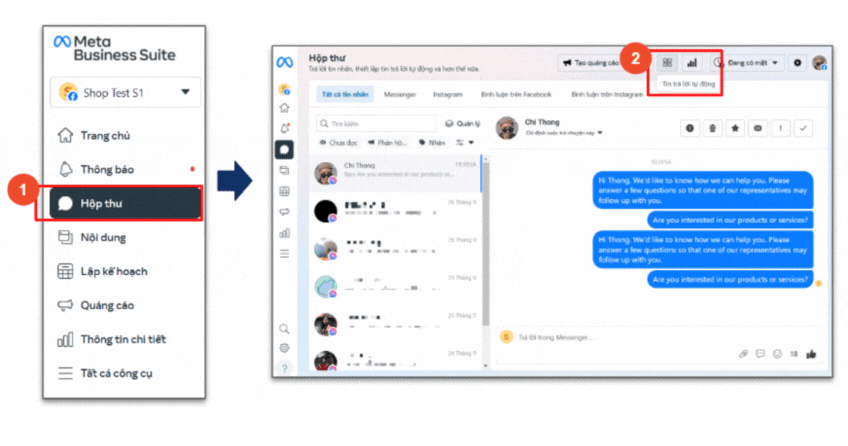 Tin nhắn tự động messenger