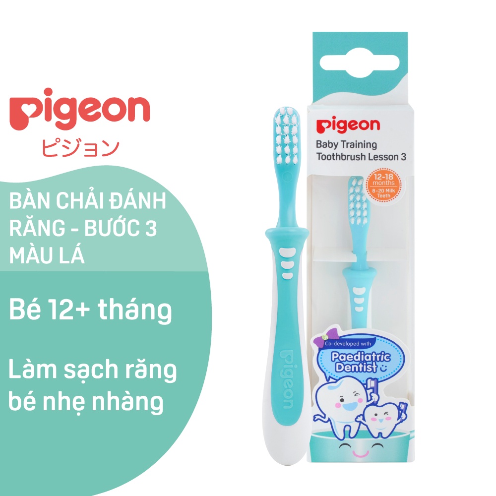 Bàn Chải Đánh Răng Cho Bé Pigeon Bước 3 Xanh Dương/Xanh Lá/Hồng