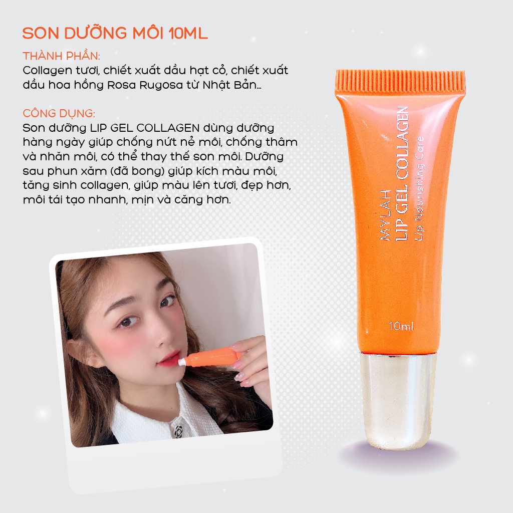 Bộ sản phẩm chăm sóc môi chuyên nghiệp Mylah Lip Care, dưỡng môi hồng hào, giảm thâm sạm, khô nẻ