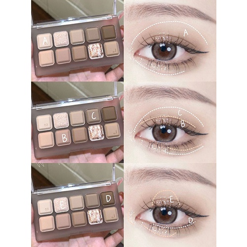 Bảng phấn mắt nội địa Trung 10 ô Dikalu Keyboard Eyeshadow, Bảng màu mắt nhũ lì Dikalu 10 ô lên màu chuẩn mượt