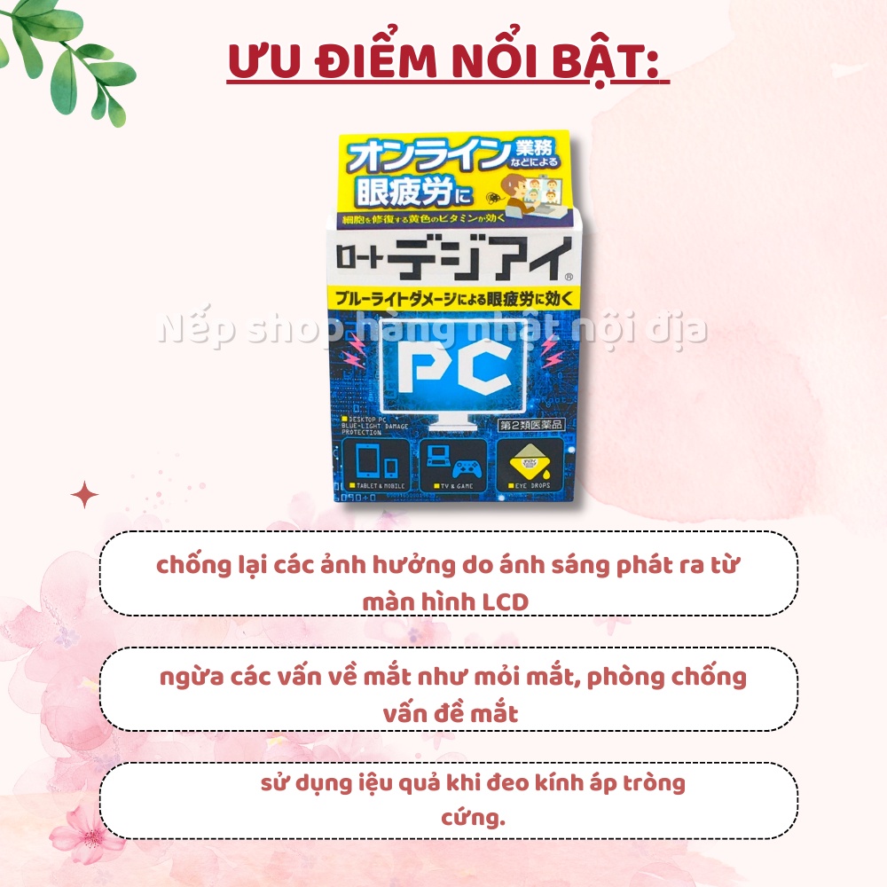 Nước Nhỏ Mắt Roto PC Giảm Tia Bức Xạ Từ Máy Tính Và Điện Thoại Nhật Bản