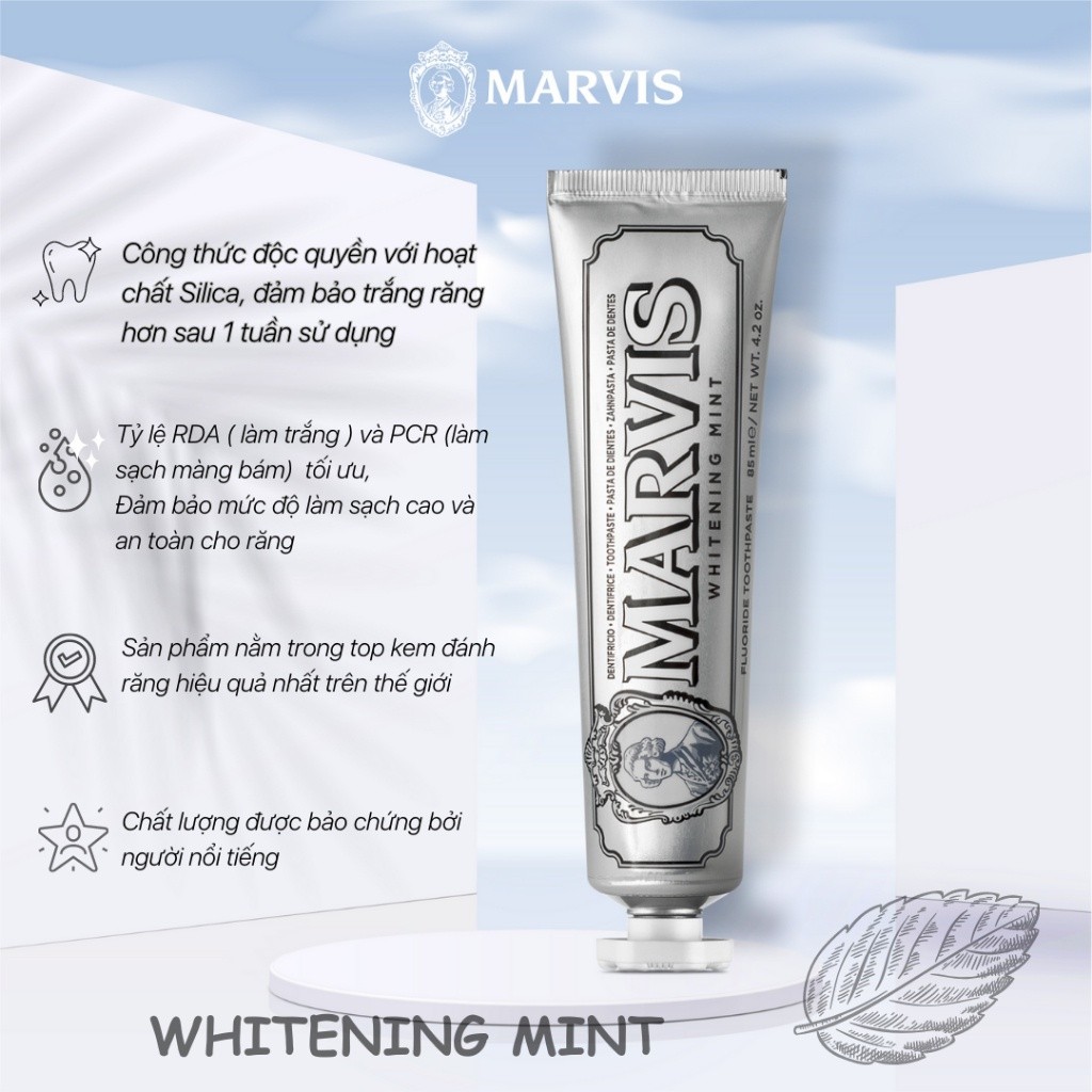 [HÀNG CÔNG TY] Kem Đánh Răng Marvis Whitening Làm Trắng Răng 85ML