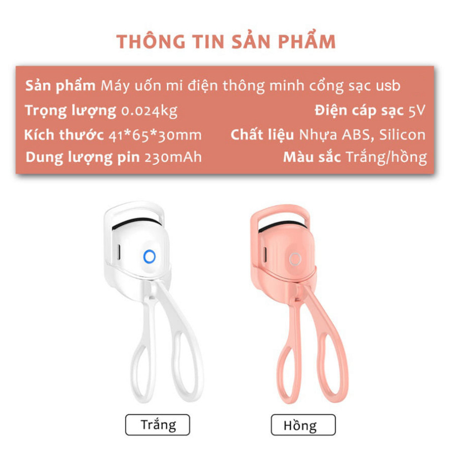 Máy Bấm Mi Điện Tử Uốn Lông Mi Bằng Nhiệt Giúp Uốn Mi Làm Cong Đơn Giản An Toàn Tiện Lợi