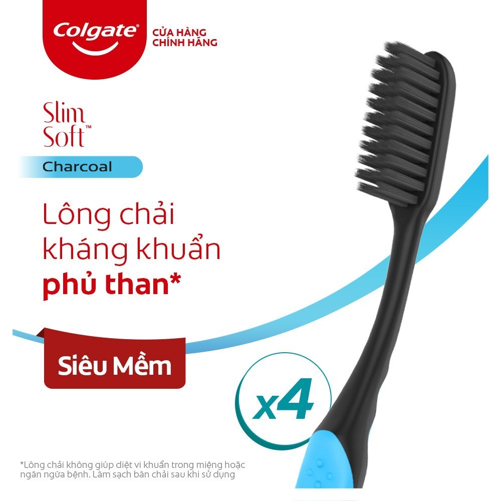 Bộ Đôi Bàn Chải Đánh Răng Mềm Mảnh Than Hoạt Tính Slimsoft Charcoal Colgate