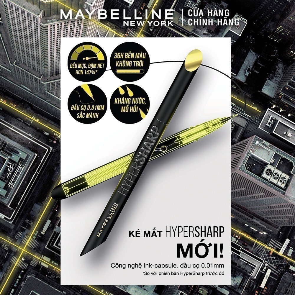 Bút Kẻ Mắt Nước Siêu Sắc Mảnh Maybelline New York Sharp Liner Extreme Không Lem Trôi 0.4g