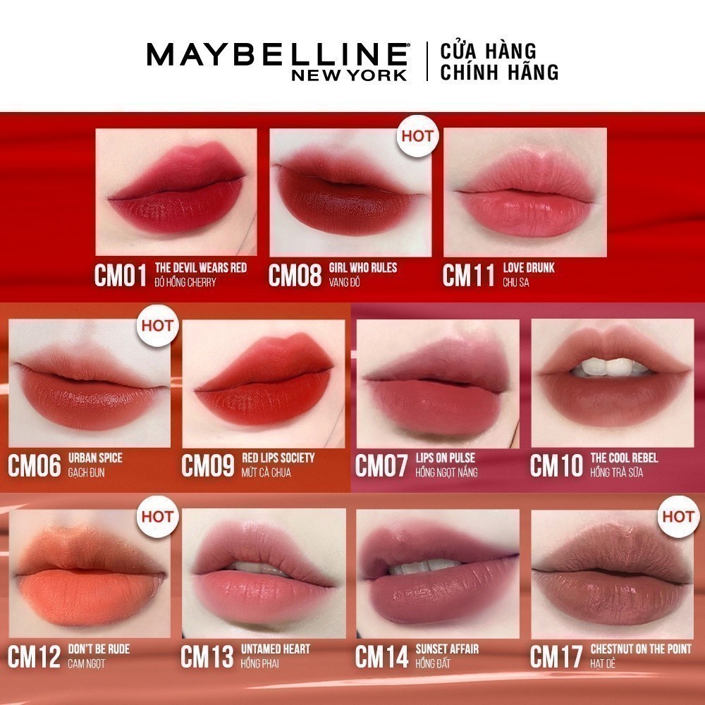 Son Kem Mịn Lì Như Nhung Cushion Matte Maybelline New York Hiệu Ứng Lì Đa Chiều 6.4ml