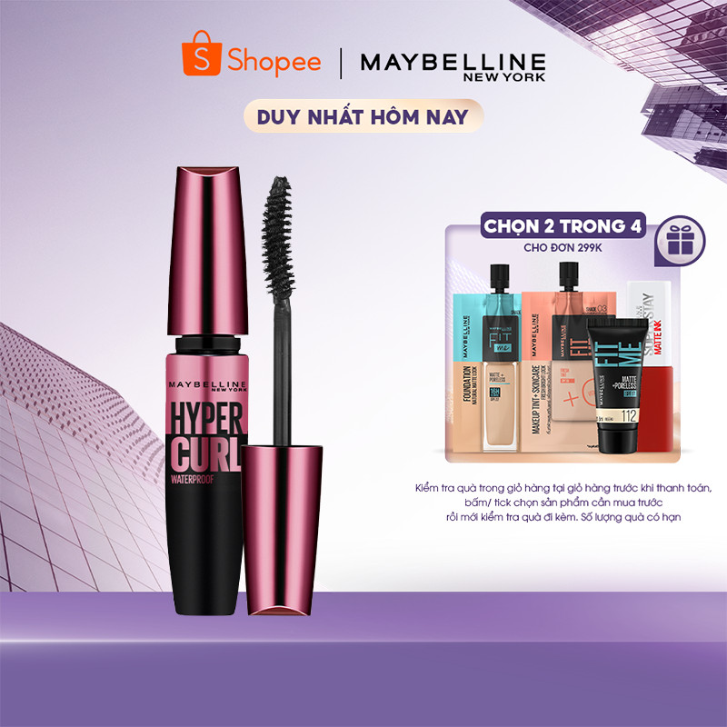 Mascara Dài Mi và Cong Mi Maybelline New York Hyper Curl Waterproof Chuốt Mi Đen 9.2ml