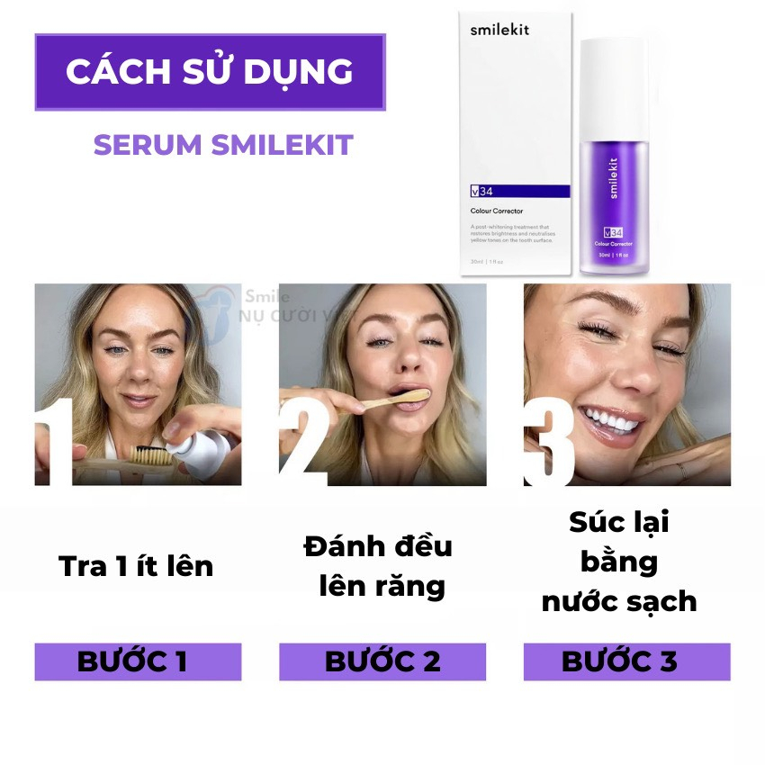 [sĩ]Serum làm Trắng Răng Smilekit V34 Kem Đánh Răng Tẩy Trắng Răng Tại Nhà
