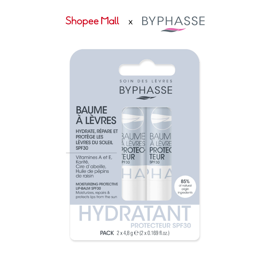 Set 2 son dưỡng chống nắng ngừa thâm và cấp ẩm sâu Byphasse PROTECTION LIP-BALM SPF30