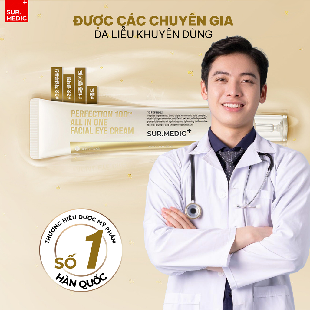 Kem Giảm Thâm Mắt Xoá Mờ Nếp Nhăn SURMEDIC Perfection 100tm All In One Facial Eye Cream 35ml