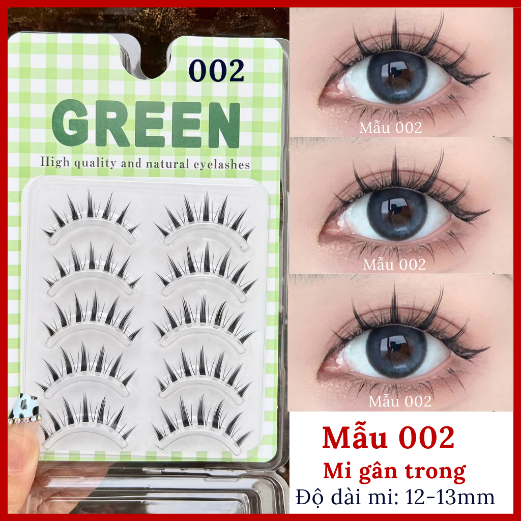 Lông Mi Giả Gân Trong Tự Nhiên 5 cặp Tái Sử Dụng Nhiều Lần Thuỷ Mi GREEN (Tặng 1 keo nhíp cho 1 đơn hàng)