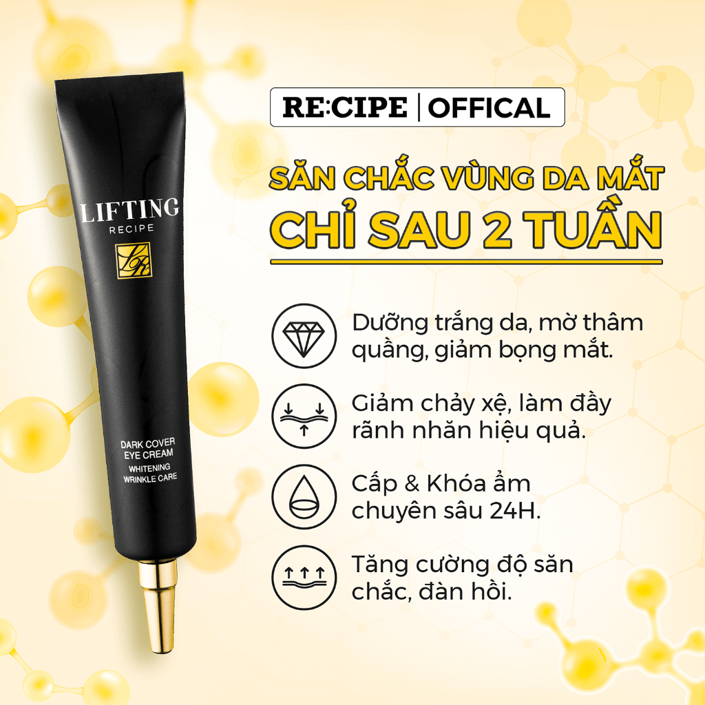 Kem mắt chống lão hóa giảm quầng thâm bọng mắt Recipe Lifting Recipe Dark Cover Eye Cream 30ml