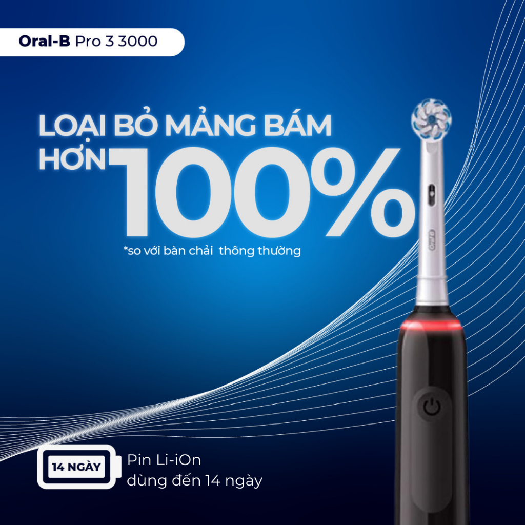 [Made In Germany] Bàn Chải Điện Oral-B Braun Pro 3 3000 – Cảm Biến Lực 360°, Pin Li-ion, Hẹn Giờ ProTimer, 3 Chế Độ Chải