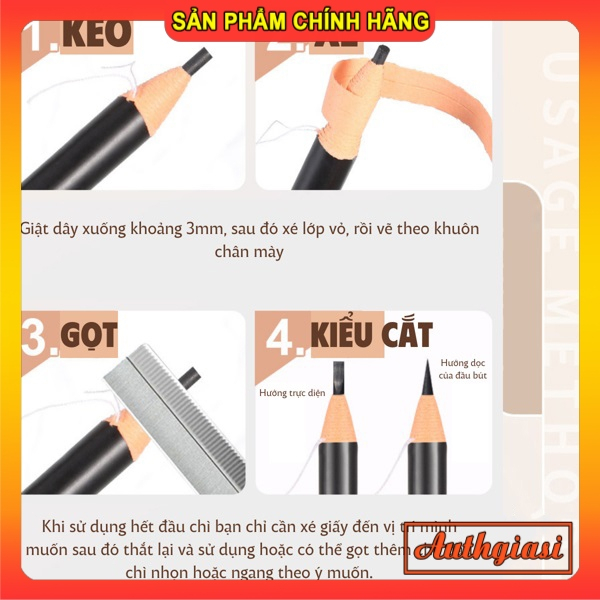 Chì xé kẻ chân mày WODWOD chống nước siêu mảnh 2mm đủ màu cực hot 🔥