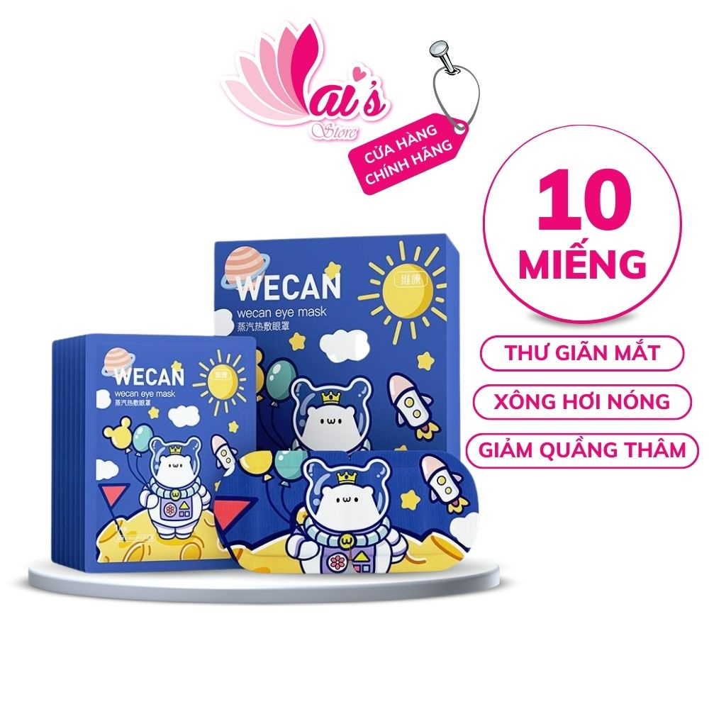 Hộp 10 Miếng Mặt Nạ Mắt Nóng WECAN Steam Eye Mask Giúp Thư Giãn Vùng Mắt, Giảm Mệt Mỏi, Thâm Quầng Mắt, Giúp Ngủ Ngon