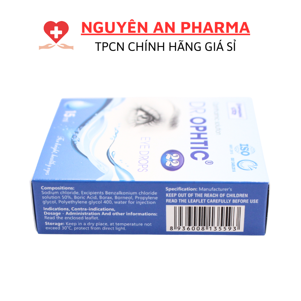 DUNG DỊCH NHỎ MẮT DR.OPHTIC – Giúp Đôi Mắt Sáng khoẻ, giảm mỏi mắt, làm sạch mắt tự nhiên, nước mắt nhân ạo – ( lọ 15ml)