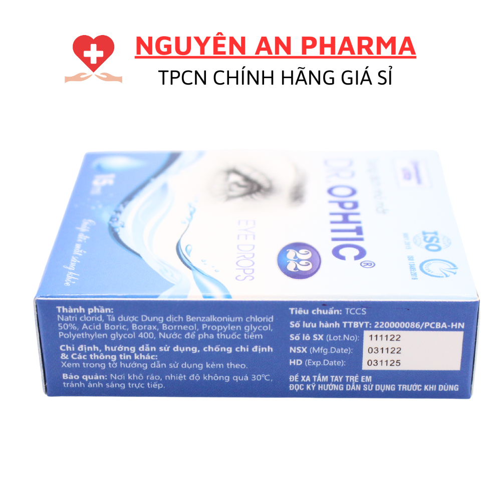 DUNG DỊCH NHỎ MẮT DR.OPHTIC – Giúp Đôi Mắt Sáng khoẻ, giảm mỏi mắt, làm sạch mắt tự nhiên, nước mắt nhân ạo – ( lọ 15ml)