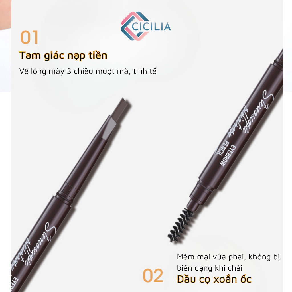 Bút Kẻ Lông Mày CICILIA 5 Màu Bền Màu Lâu Trôi Chống Thấm Nước CI-001