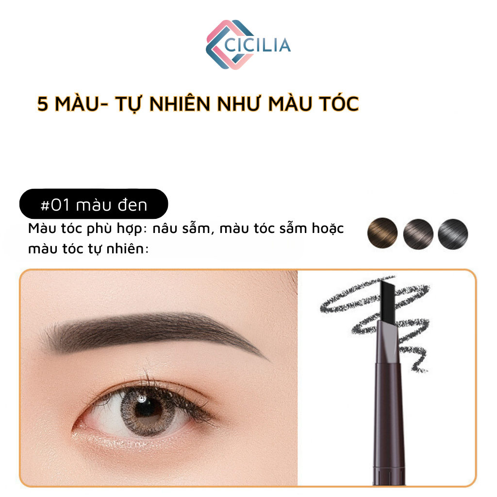 Bút Kẻ Lông Mày CICILIA 5 Màu Bền Màu Lâu Trôi Chống Thấm Nước CI-001