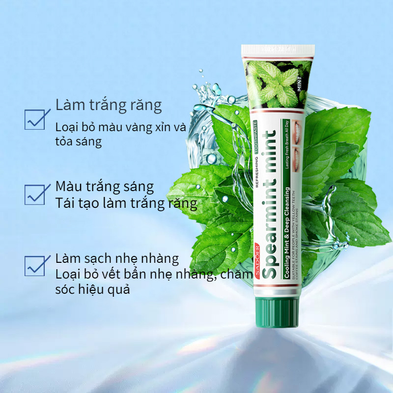 Kem Đánh Răng Làm Trắng Răng loại bỏ cao răng hôi miệng tẩy ố vàng 100g Không Chứa Florua Kem đánh răng bạc hà