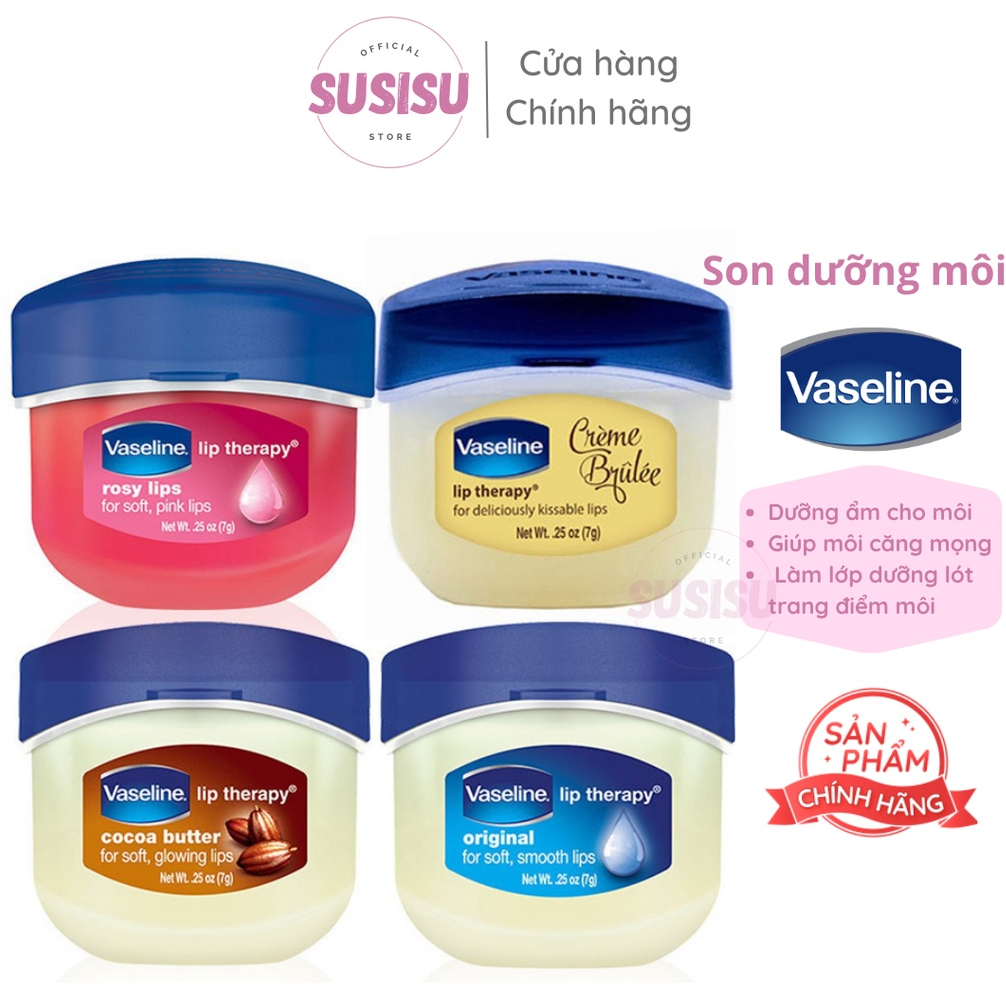 Son dưỡng môi Vaseline Mỹ Lip Therapy Original, bơ đậu cacao, Hồng Rosy 7g