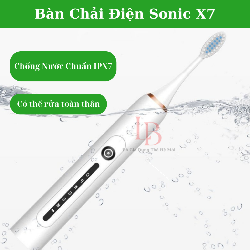 Bàn chải điện Sonic X7 dùng công nghệ rung sóng âm, bàn chải đánh răng tự động đánh tan mảng bám thế hệ mới nhất 2024