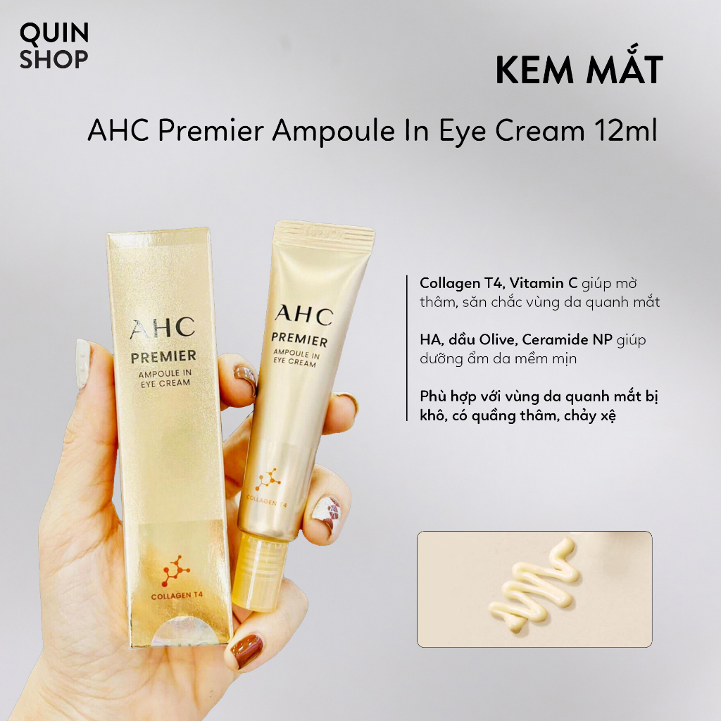 Kem Mắt AHC Ageless, Youth Lasting, Ten Revolution Real, Premier Ampoule In Eye Cream Core Lifting For Face