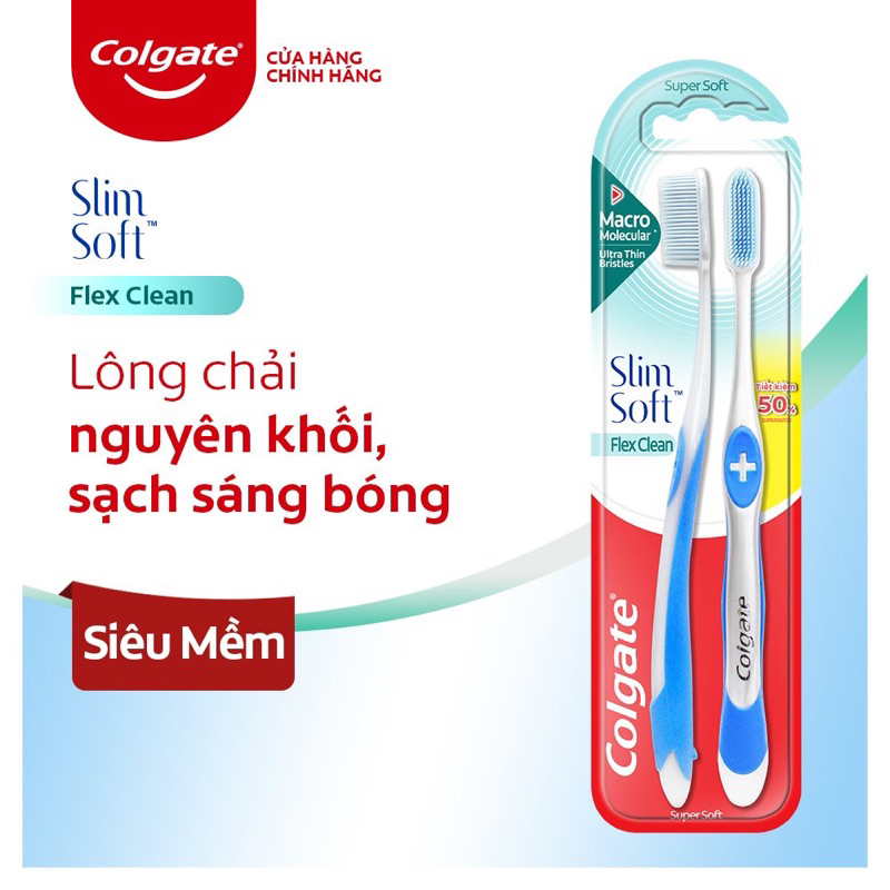 COMBO 2 BÀN CHẢI ĐÁNH RĂNG COLGATE SLIMSOFT FLEX CLEAN CHARCOAL