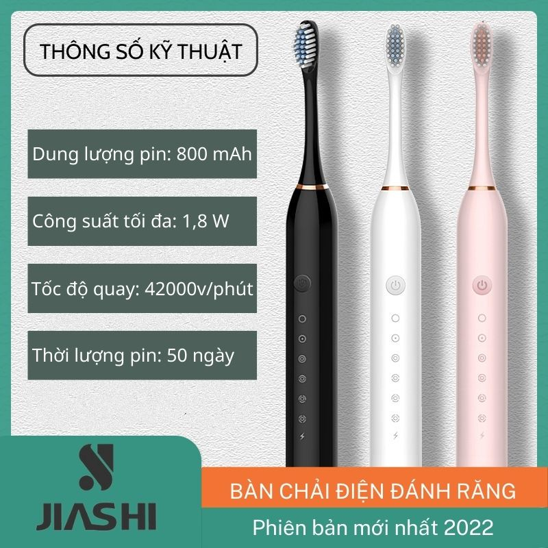 Bàn Chải Điện Đánh Răng Sonic X3 Thông Minh 5 Tốc Độ Cho Người Lớn Pin Sạc 1200MAH3 Sóng Âm Tặng Kèm 4 Đầu Thay Thế