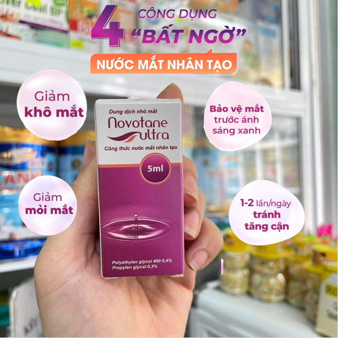 Nước Mắt Nhân Tạo Dưỡng Ẩm Mắt Hàng Ngày Novotane Ultra 5ml, Giảm Khô Mắt, Mỏi mắt, Mờ Mắt