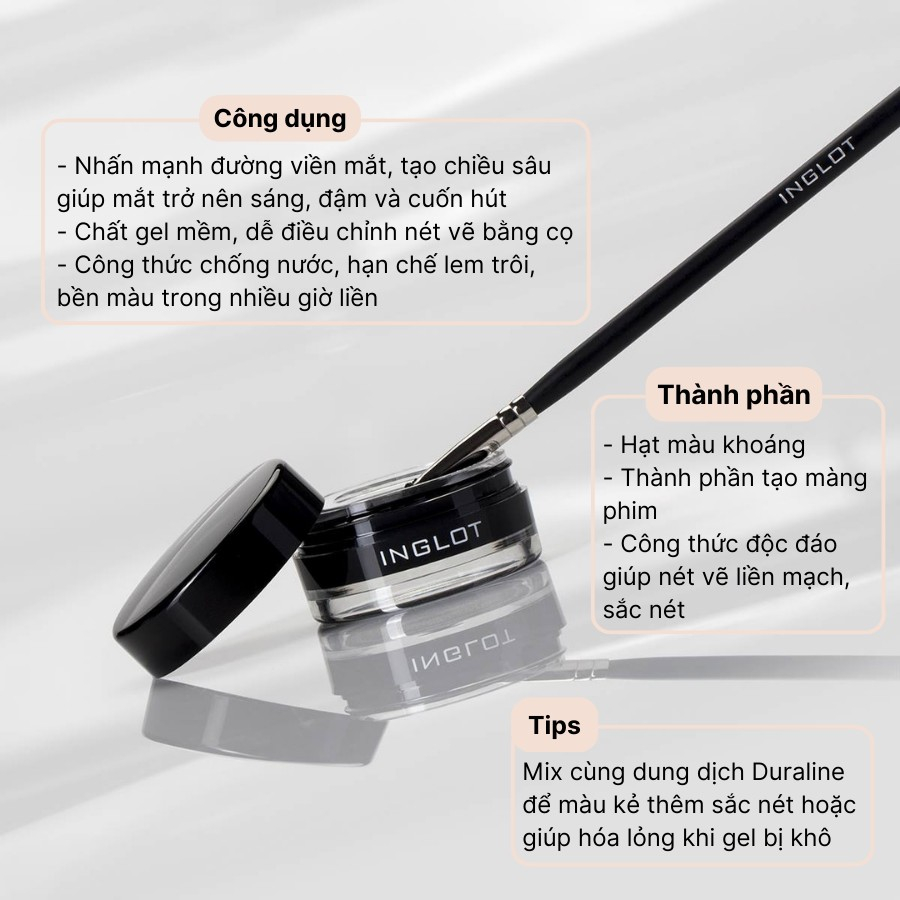 Gel kẻ mắt lâu trôi, lên màu chuẩn Amc Eyeliner Gel Inglot (5.5g)