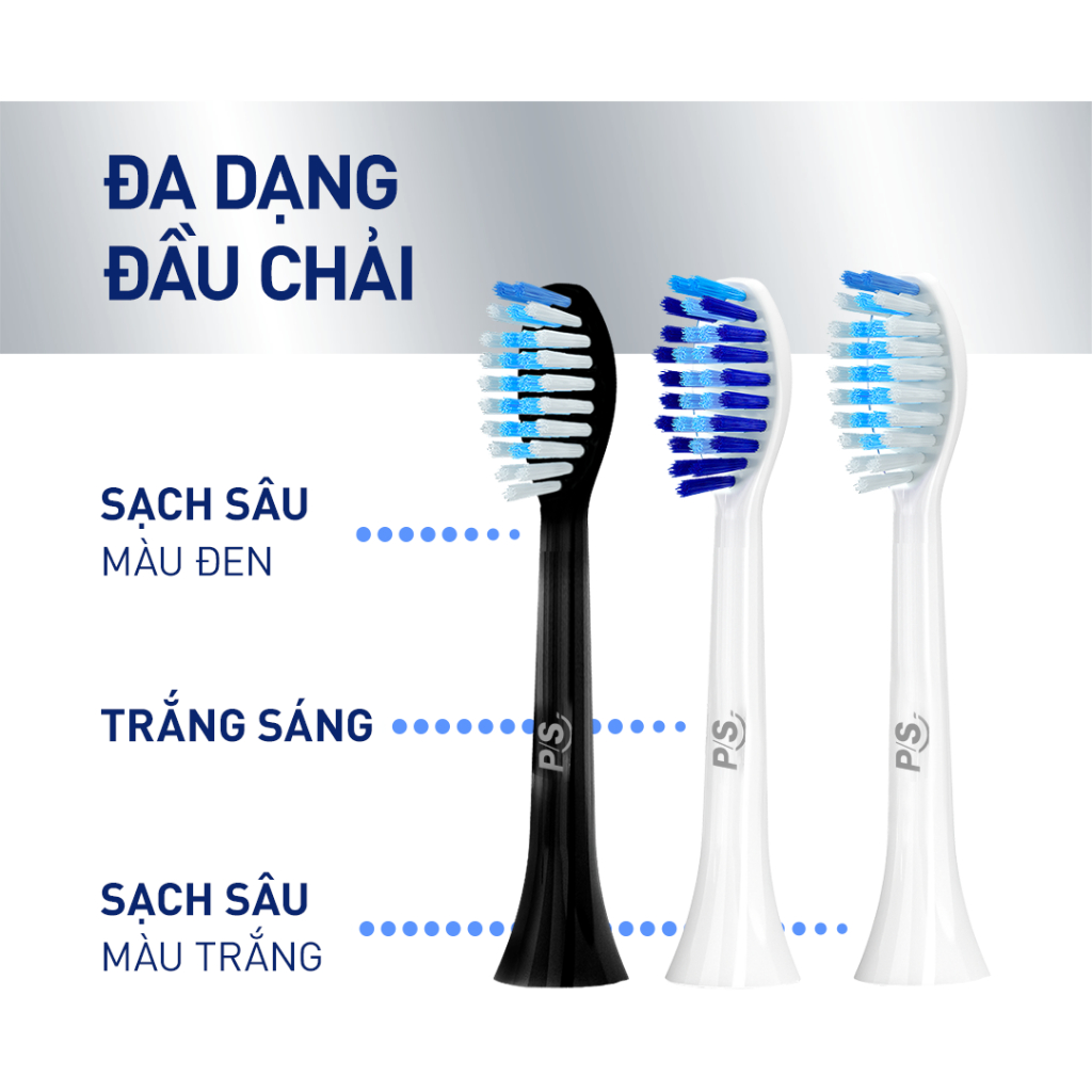 Combo 4 đầu bàn chải điện P/S S100 Pro – Sạch Sâu Màu Đen