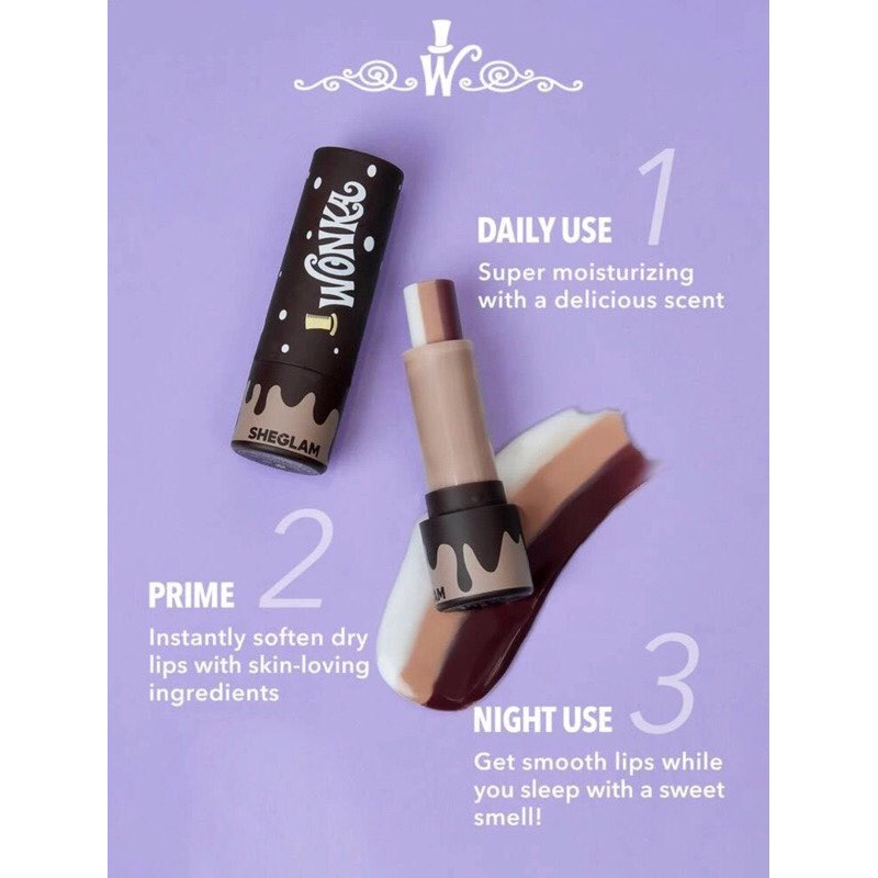 Bộ Sưu Tập Willy Wonka – Son dưỡng có màu SHEGLAM X Willy Wonka Cocoa Yum Lip Balm.