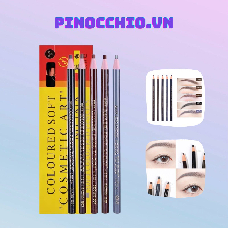 Chì Xé Kẻ Lông Mày, Kẻ Chân Mày Cao Cấp 5 Màu Coloured Soft Cosmetics Pinochio VN ___A19___