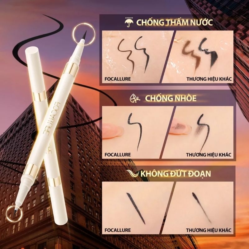 Bút kẻ mắt nước Eyeliner FOCALLURE 2 đầu trong 1