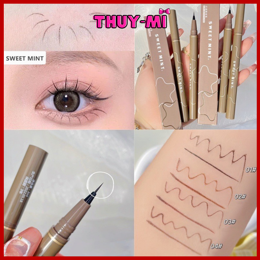 Bút Kẻ Mắt Và Bọng Mắt SWEET MINT đầu mảnh 0.05mm Chống Thấm Nước Lâu Trôi