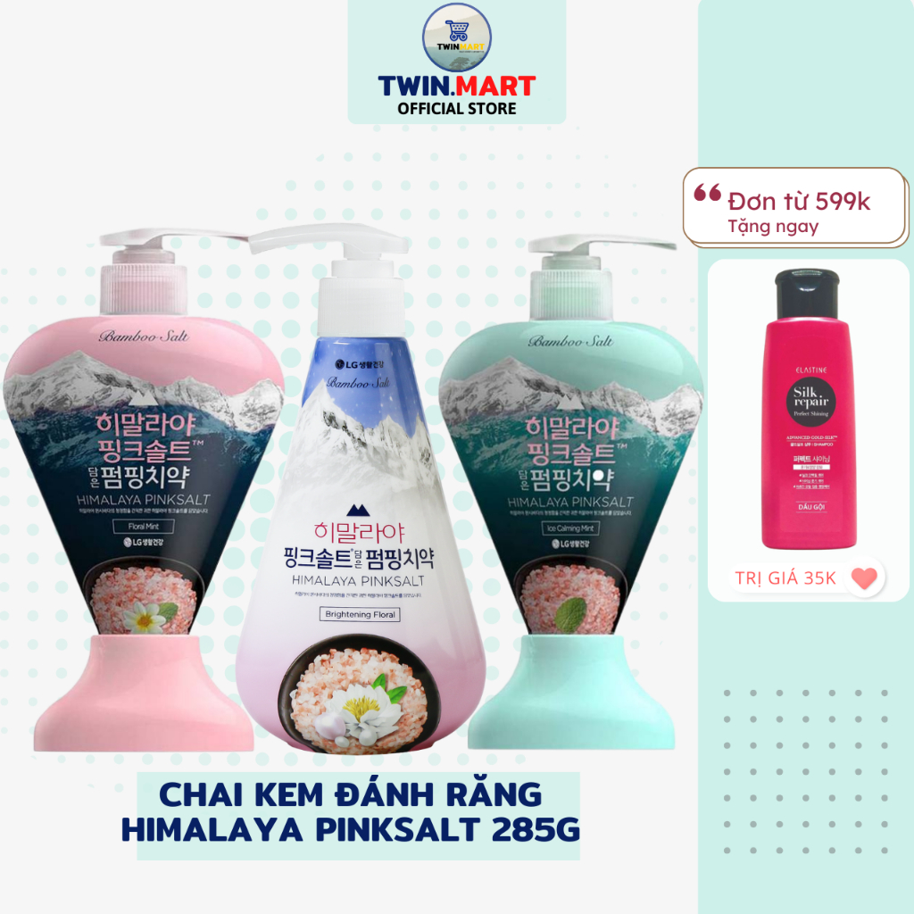 Chai Kem đánh răng Muối Hồng Himalaya Pink Salt Pumping nhập khẩu Hàn Quốc 285g