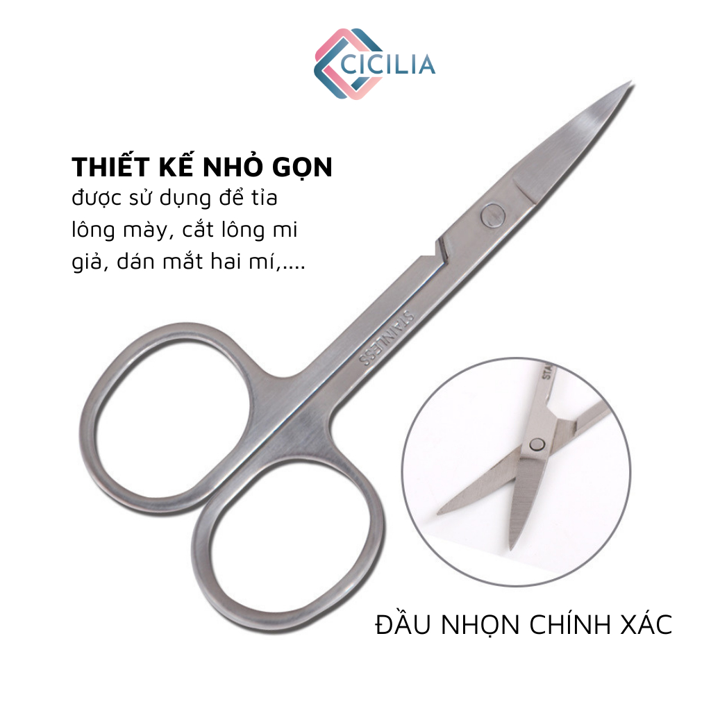 Kéo Cắt Tỉa Lông Mày CICILIA Thép Không Gỉ Cao Cấp CI-054