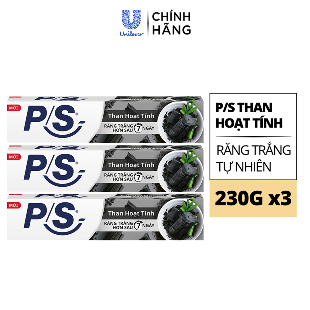 Bộ 3 Kem đánh răng P/S Răng Trắng Hơn Sau 7 Ngày 230g/hộp