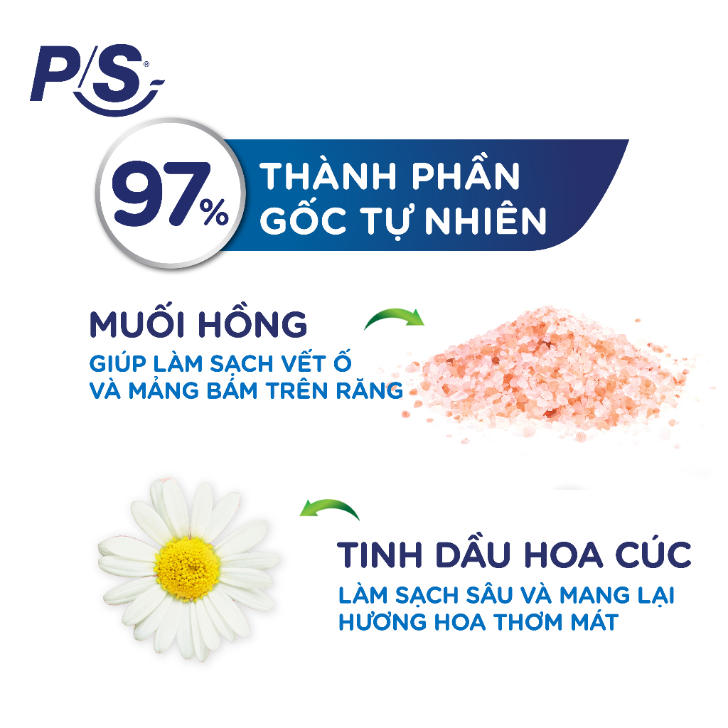 Bộ 3 Kem Đánh Răng P/S Muối Hồng Hoa Cúc Răng Trắng Hơn Sau 7 ngày 230g/hộp