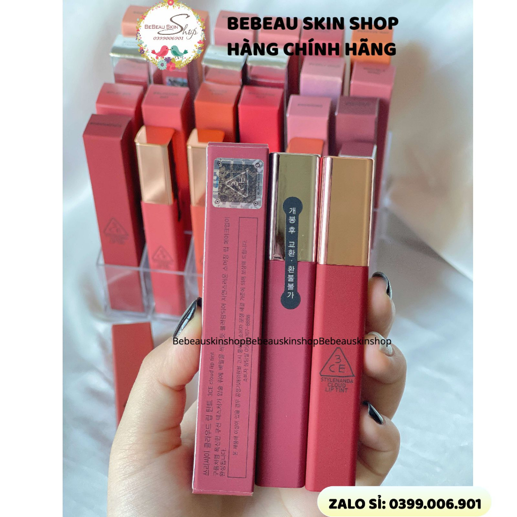 Son kem 3ce Cloud Lip Tint [ BEBEAU ] Son 3CE Mịn Nhẹ Như Mây Macaron Red Needful Immanence Live A Little Peach Tease