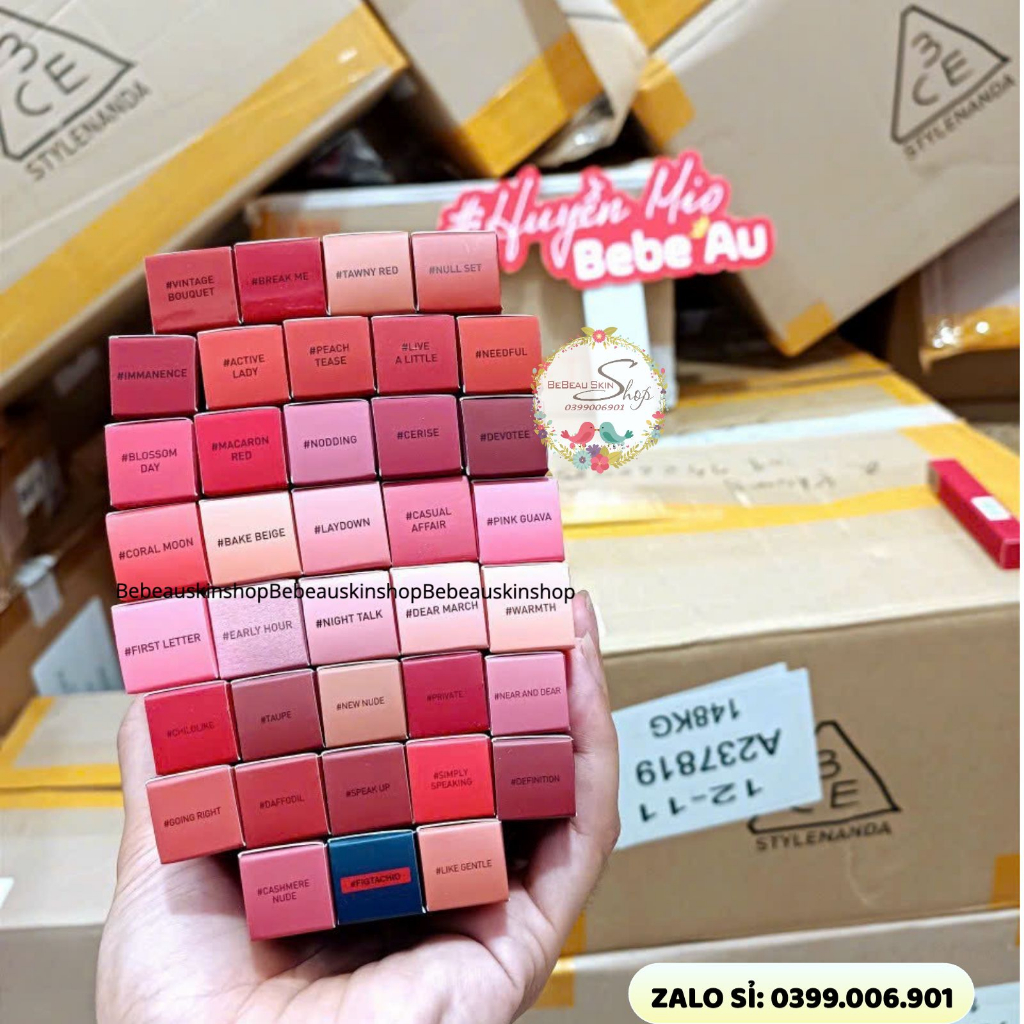 Son kem 3ce Cloud Lip Tint [ BEBEAU ] Son 3CE Mịn Nhẹ Như Mây Macaron Red Needful Immanence Live A Little Peach Tease